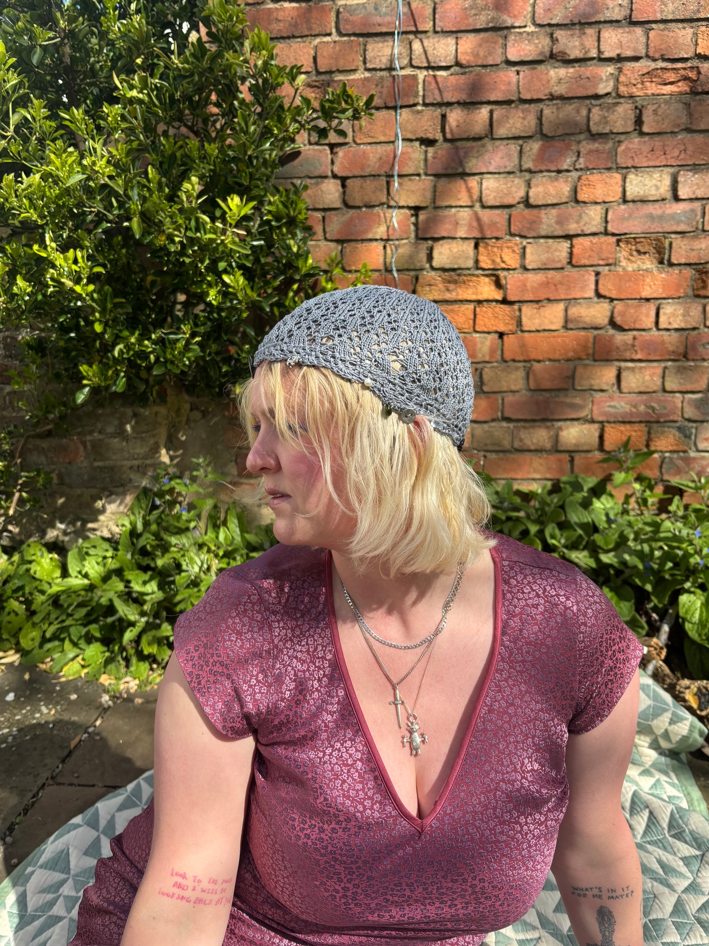 Lace coif hat