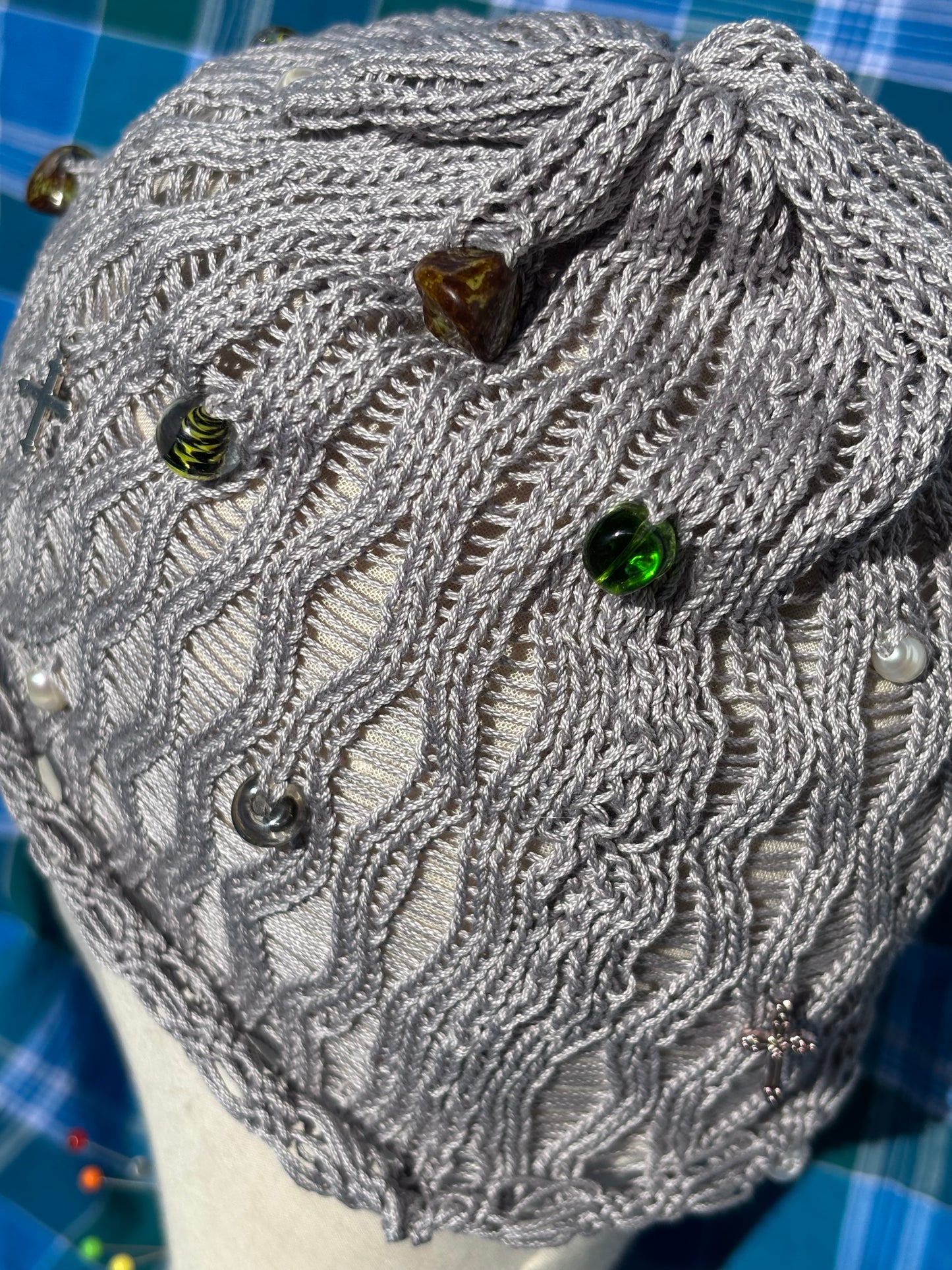 Lace beaded beanie