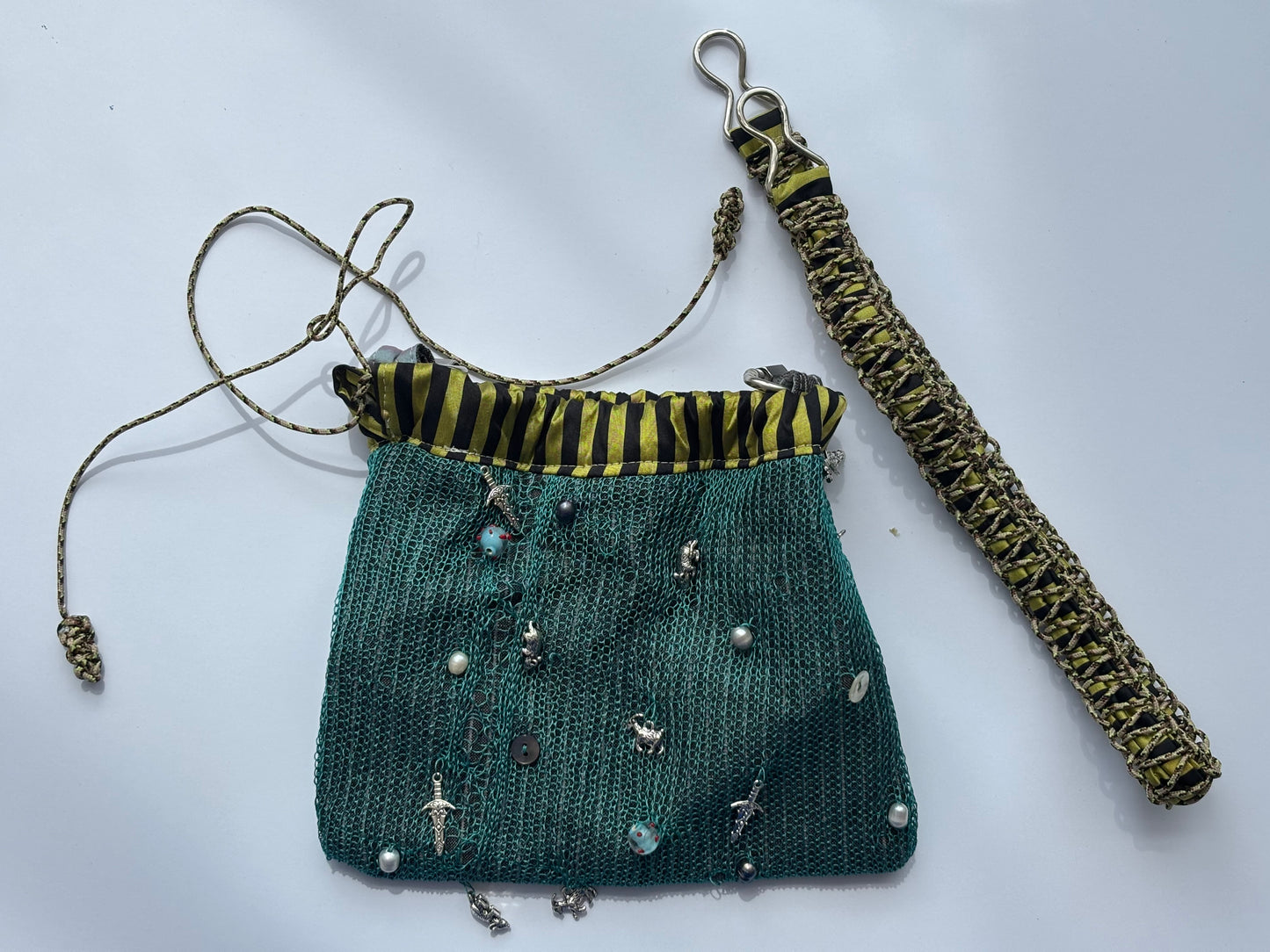 Lace charm pouch bag
