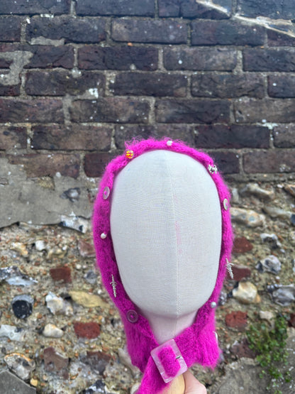Pink mohair trinket bonnet
