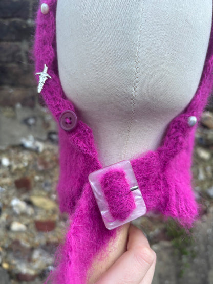 Pink mohair trinket bonnet