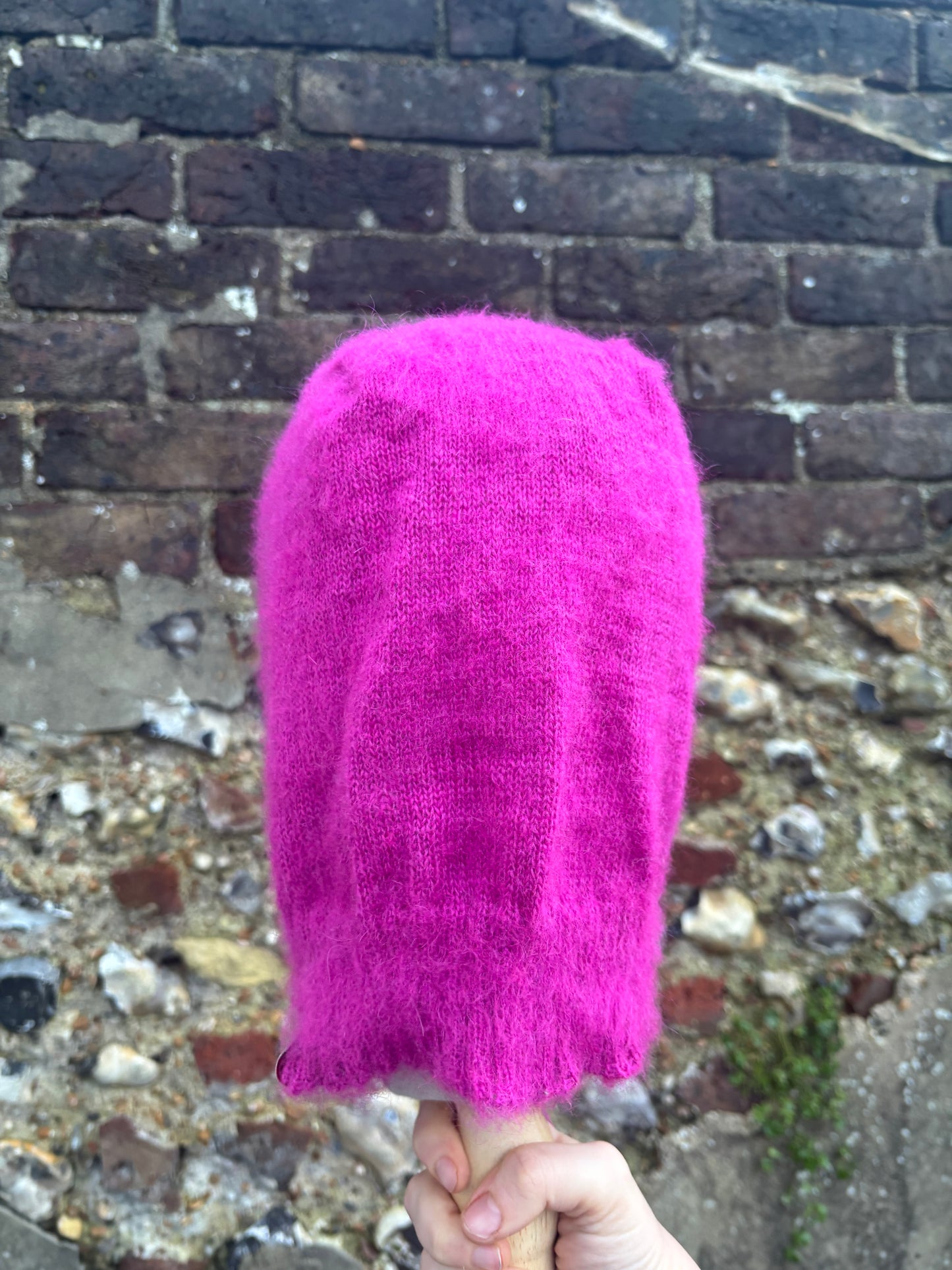 Pink mohair trinket bonnet