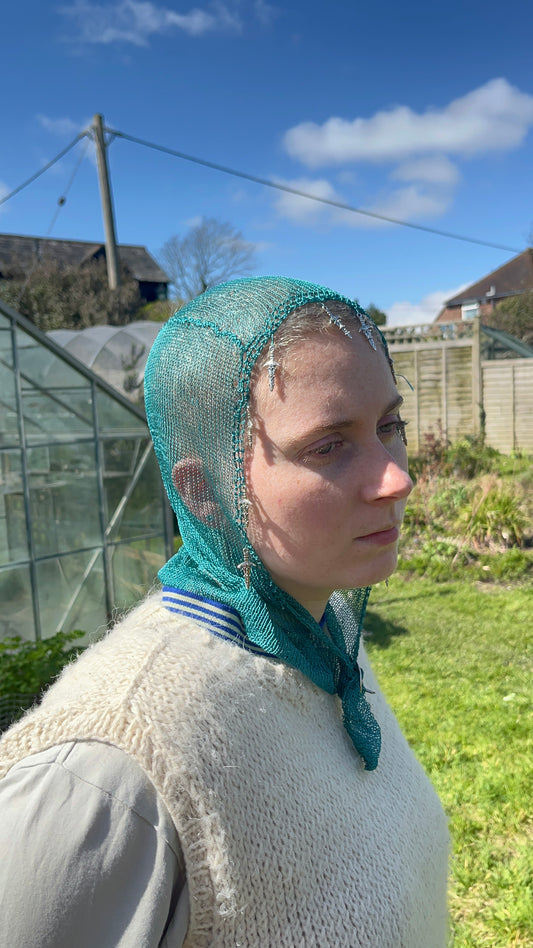 Medieval chain mail knit bonnet