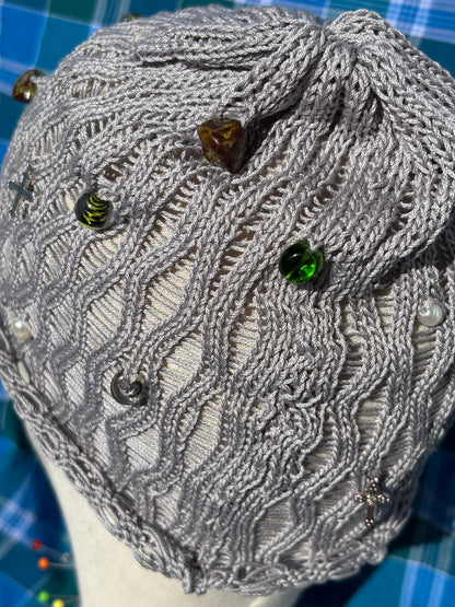 Lace beaded beanie