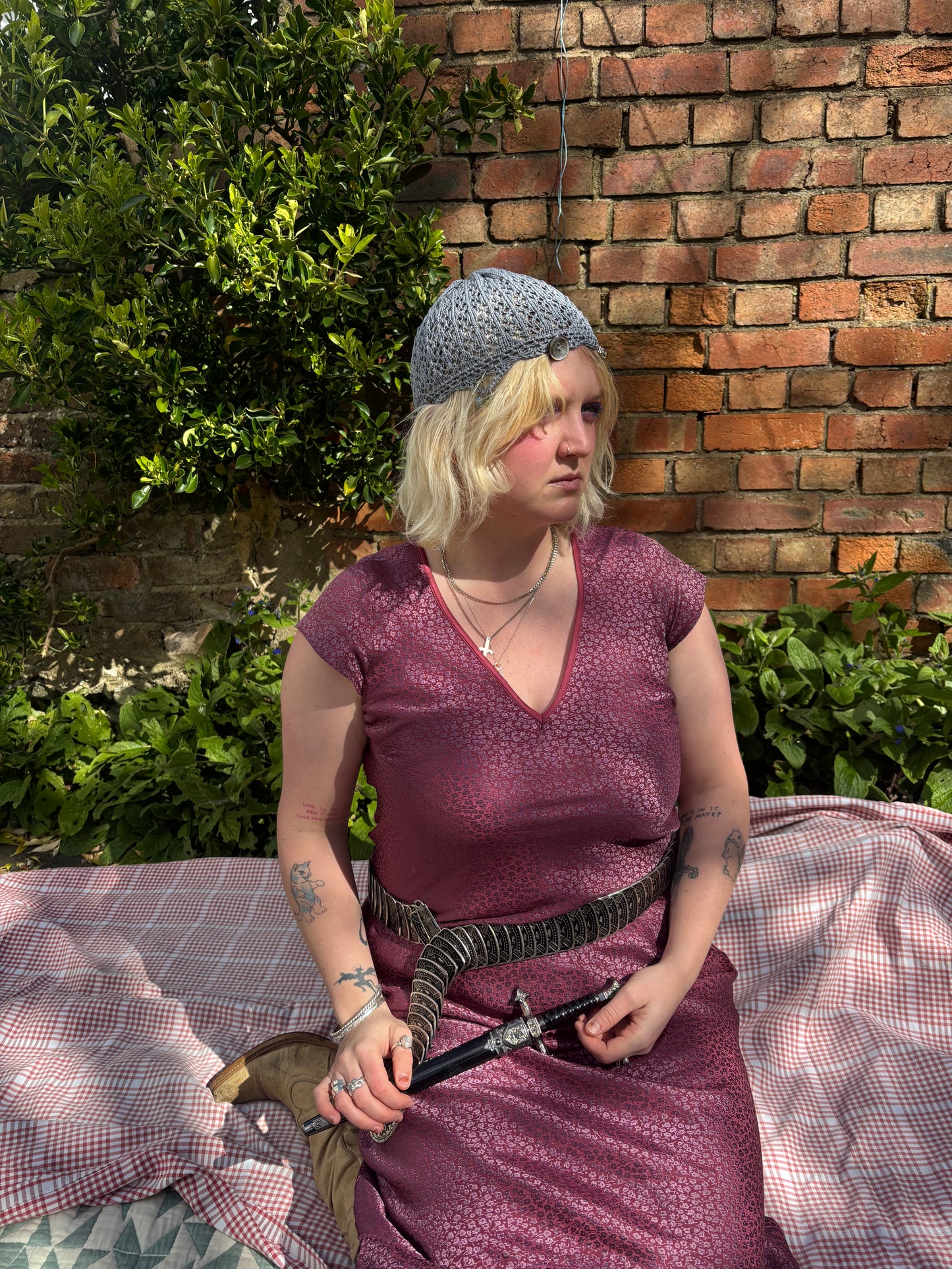 Lace coif hat