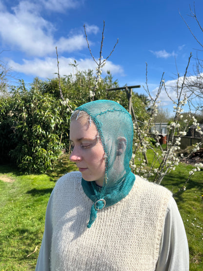 Medieval chain mail knit bonnet