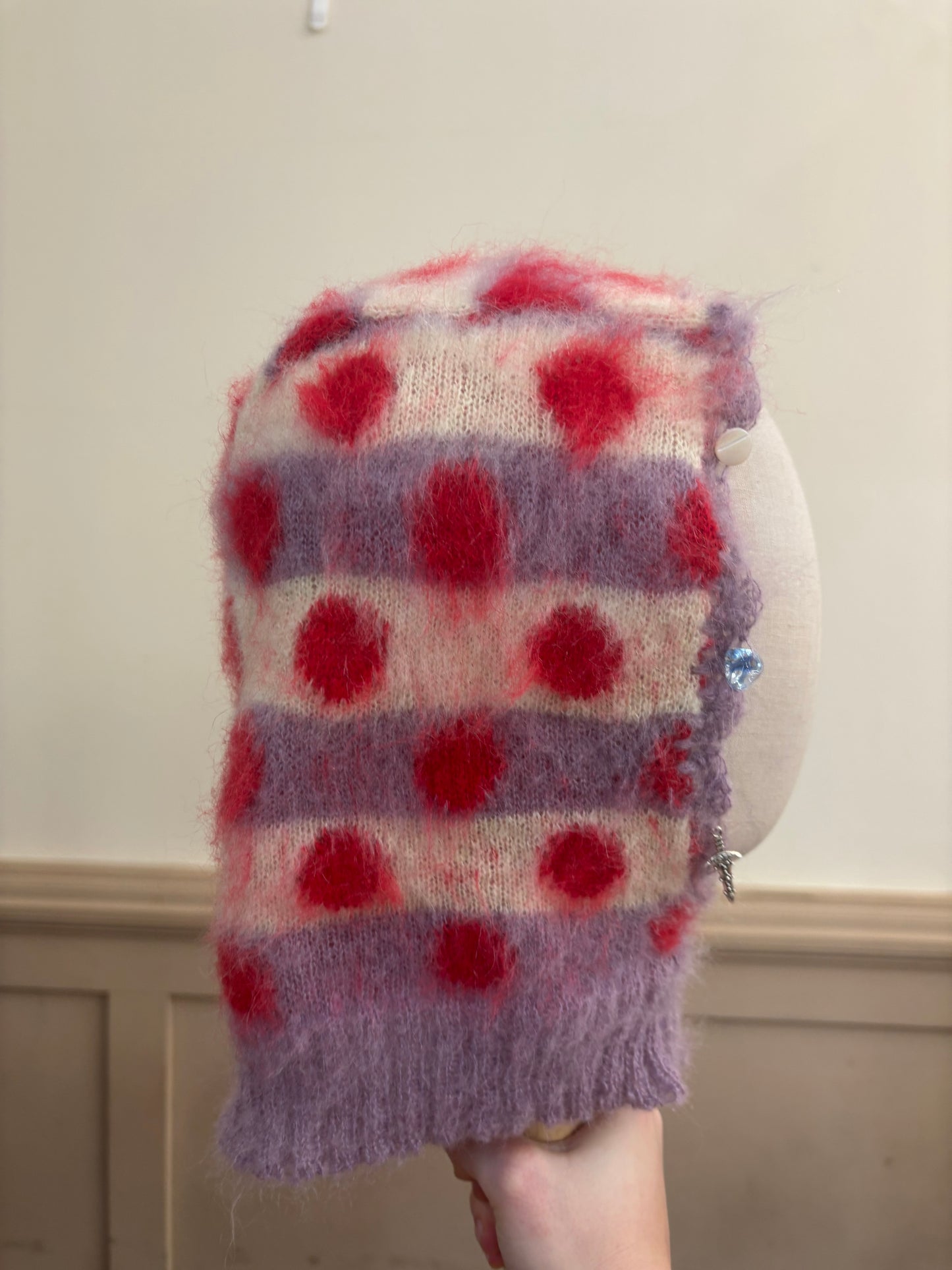 Mohair polkadot bonnet